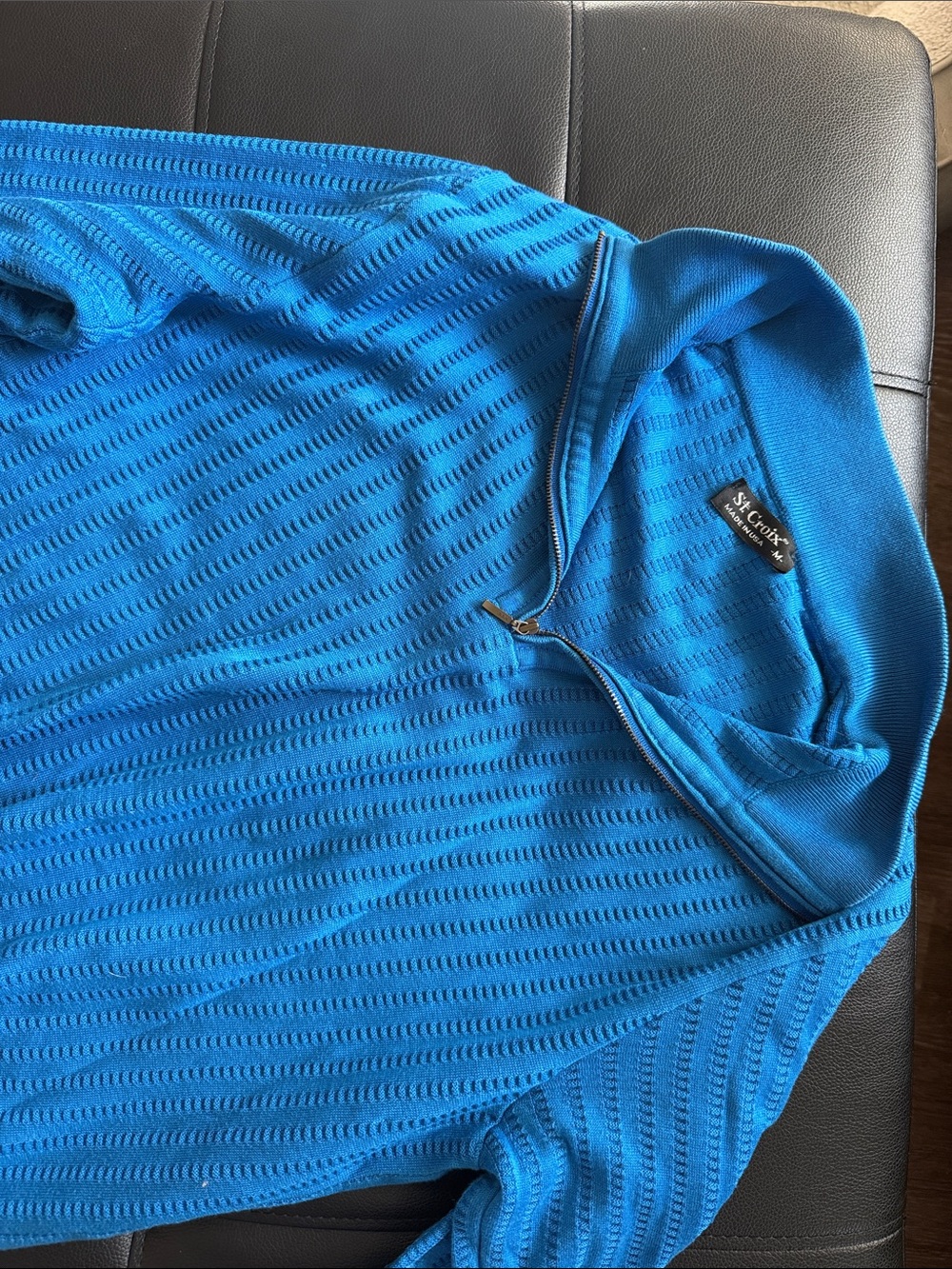 Men’s Bright Blue Half-Zip Textured Sweater - St. Croix